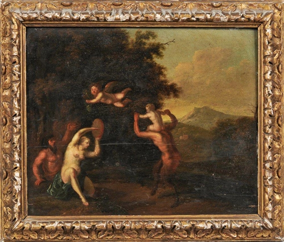 Wooded Landscape with Satyrs and a Nymph Dancing - Martinus de la Court