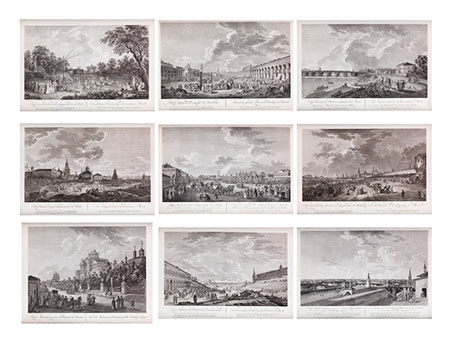 Satz Von Neun Historischen Ansichten Von Moskau by Gérard de la Barthe