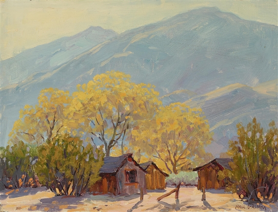 Landscapes with barns (a group of four)