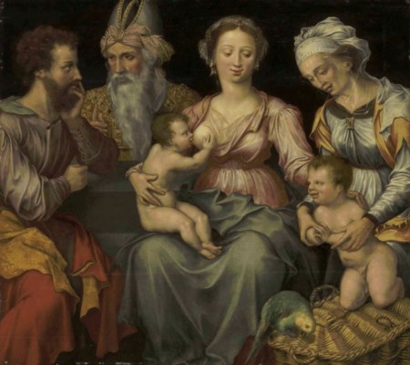 The Holy Family with Saint John the Baptist, Saint Elizabeth and Zacharias by Vincent Sellaer
