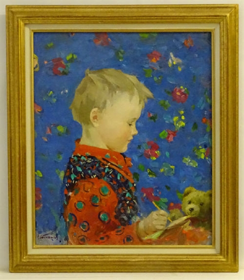 My son, Aliocha,Portrait of a young boy by Nikolai Nikolaevich Baskakov