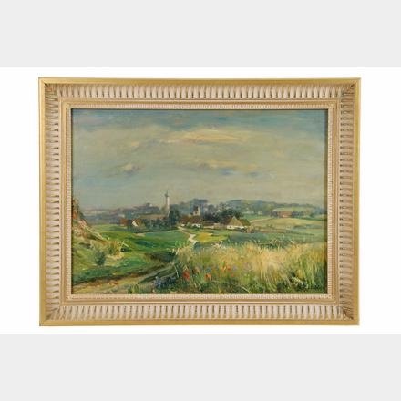 Artwork by Richard Huber, Blick auf Deutenhausen im Landkreis Dachau, Made of oil on panel