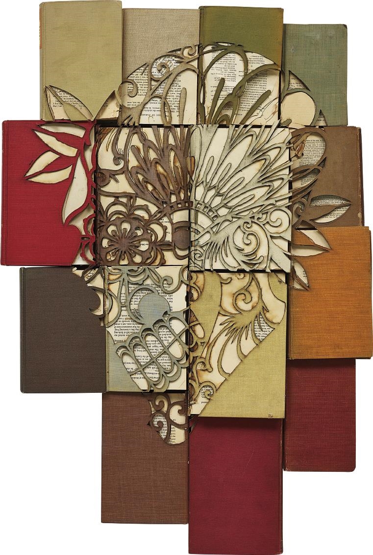 Artwork by Scott Campbell, Untitled (scalp) book, Made of books and wood