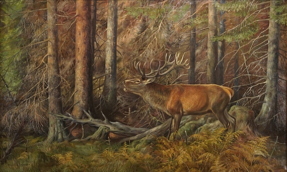 Röhrender Hirsch by Friedrich Reimann