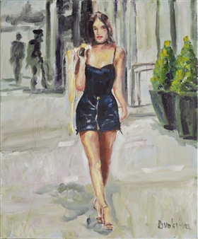 Meisje met leren rokje in New York - Anke Brokstra