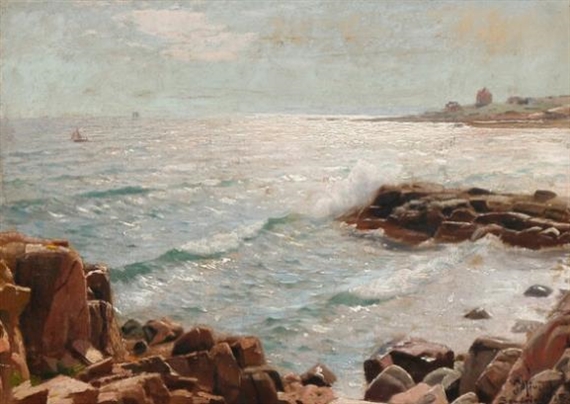 The coast at Sandvig, Bornholm by Peder Mork Monsted, 1918
