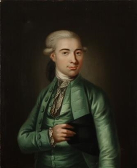 Portrait of a gentleman wearing a green coat - Herman Hansen Koefoed