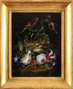 Aquarium entouré de fleurs sur une margelle - Salvatore Giusti