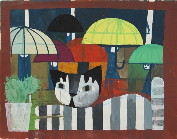 Kot, sketch for cover illustration for magazine "Mis" by Krystyna Witkowska, circa 1964