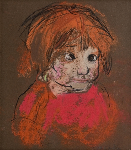 Pat Samson in a red jersey by Joan Kathleen Hardy Eardley