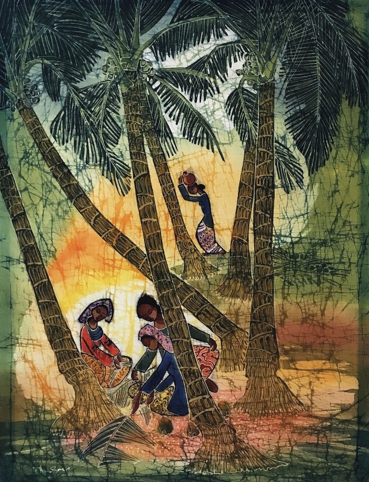 Artwork by Tan Thean Song, A Day at Work, Made of Batik
