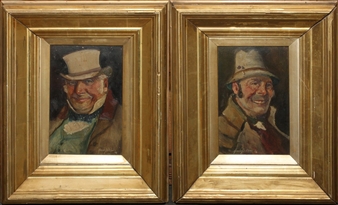 2 works: Portrait of man in hat - Henry Pitcher