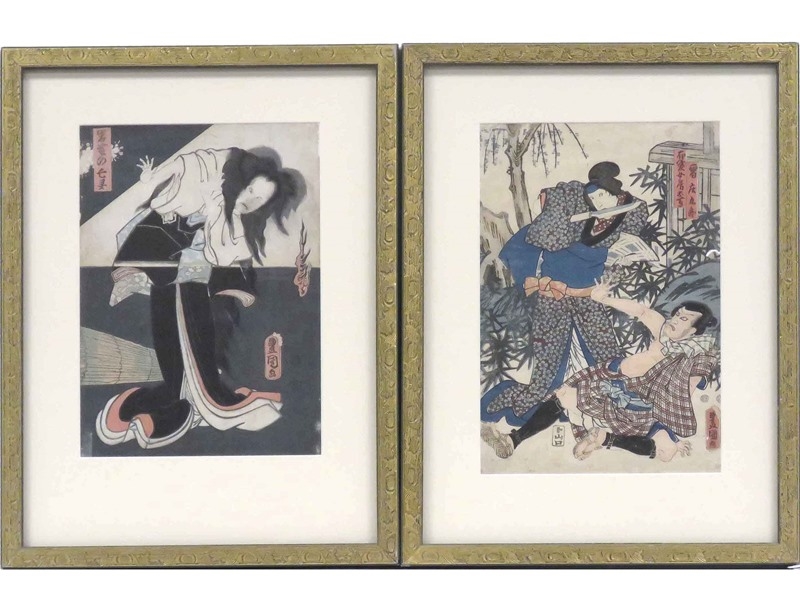Utagawa Toyokuni, Group of ukiyo-e woodblock prints of Kabuki actors