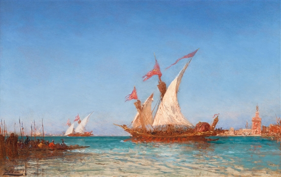 Regatta in the lagoon by Félix Ziem