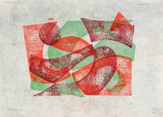 Variante zu Blatt 5 der Folge "10 Handdrucke". by Hermann Glöckner, 1972