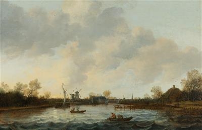 A river landscape with fishermen in a boat by Anthonie Jansz. van der Croos, 1650