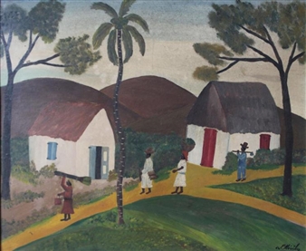 Untitled (Village Scene) - L Meiley