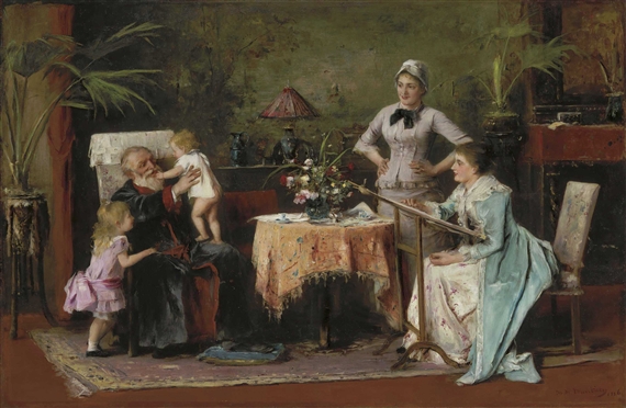 Grandfather's Name Day (Nagyapó névnapja) by Mihaly Munkacsy, 1886