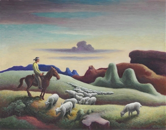 Navajo Sand by Thomas Hart Benton‏
