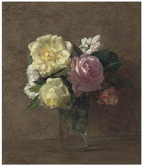 Roses dans un verre droit by Henri Fantin-Latour, 1882