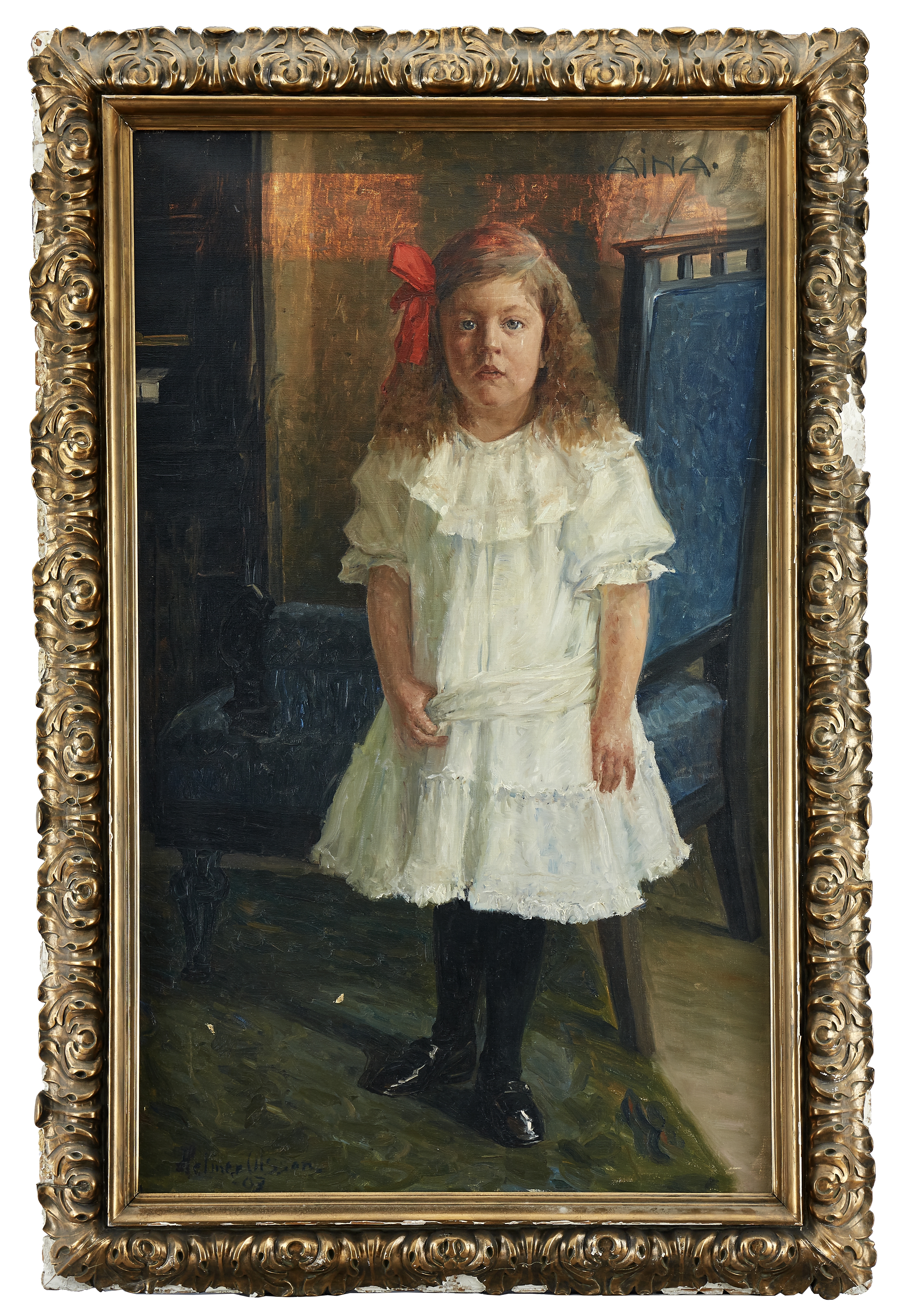 Artwork by Helmer MasOlle, Porträtt föreställande Aina Hedly som barn, Made of Oil on canvas