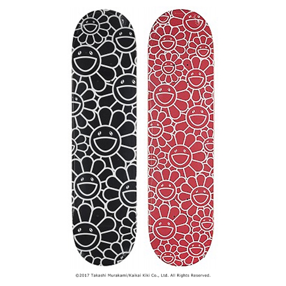 Takashi Murakami | 2 works : Flower Skateboard black, Flower