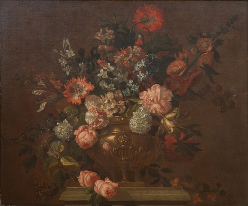 Artwork by Pieter Hardimé, STILL LIFE WITH FLOWERS IN AN URN, Made of Oil on canvas