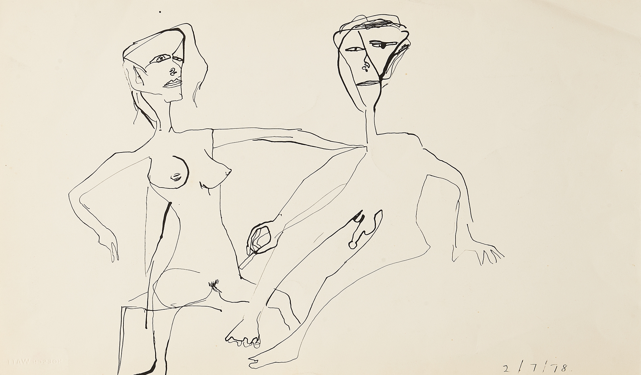 Artwork by Ken Whisson, Two Figures, Made of ink on paper