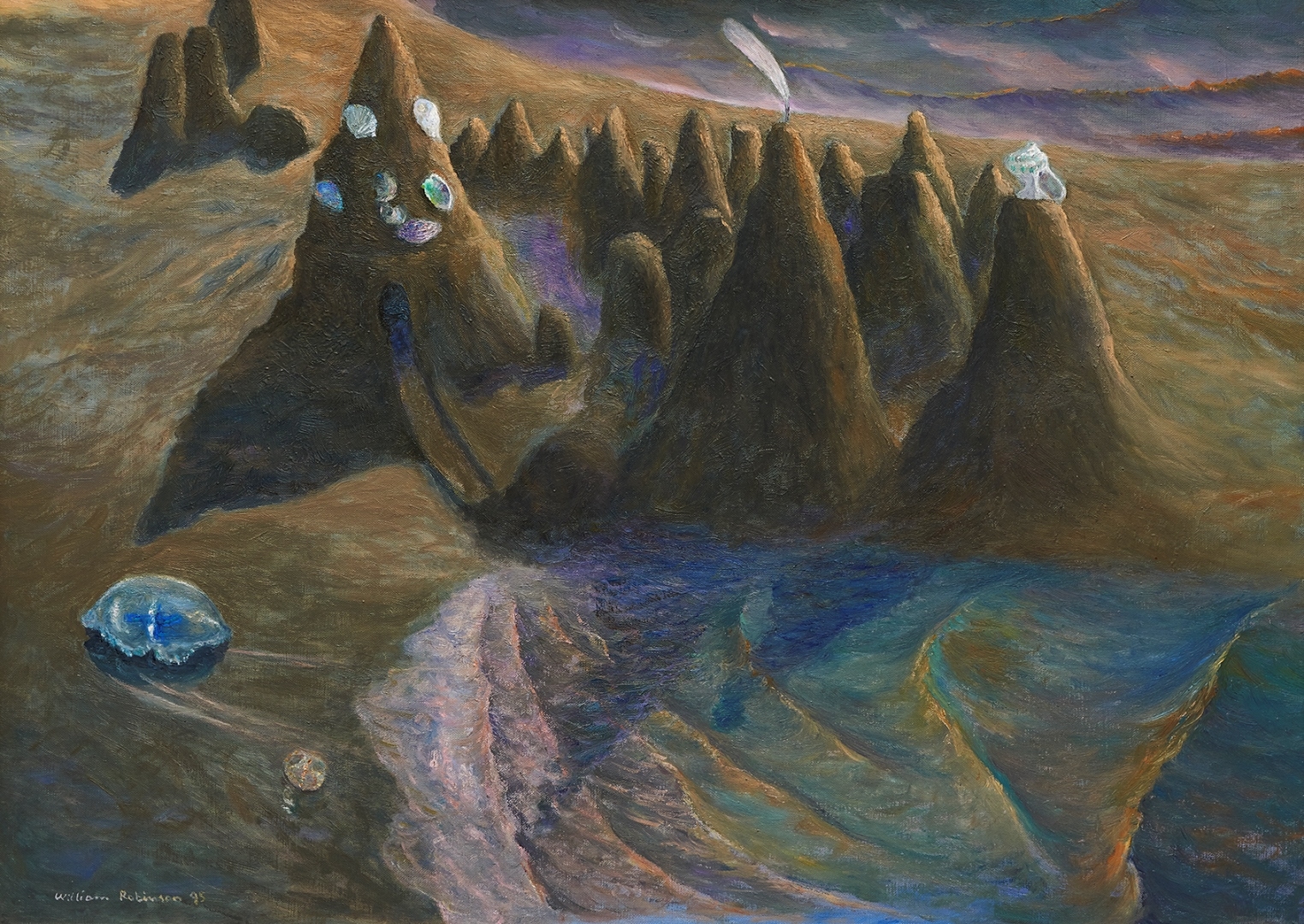Sandcastles with Shells and Feather by William Robinson, 1995