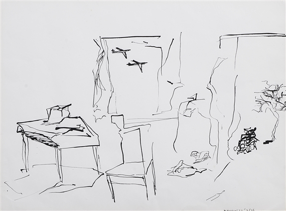 Table, Aeroplane and Tree by Ken Whisson, March 23, 1976