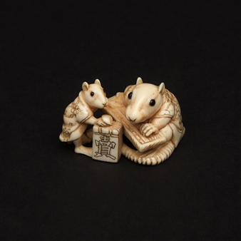 Netsuke of Two Rats - Shigemasa