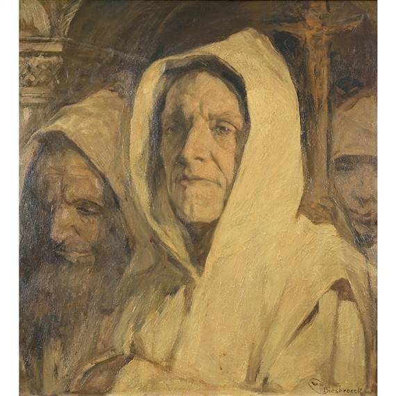 PORTRAIT DE MOINE   PORTRAIT OF A MONK by Jules-Pierre van Biesbroeck