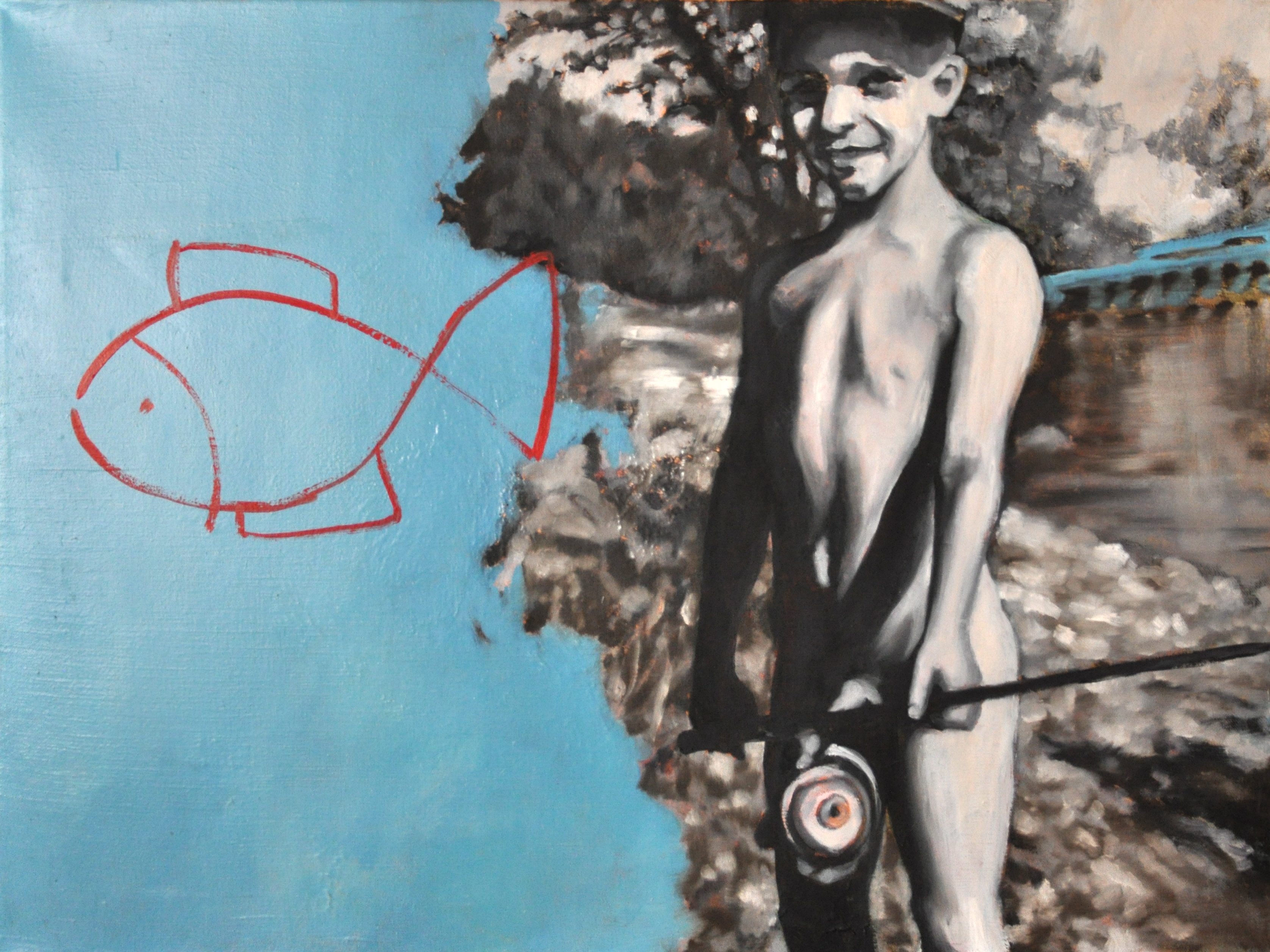 Artwork by Zuzana Ryšánková, Na rybách, Made of oil on canvas