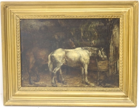 Horses in a Stable by Jan C. Neervoort