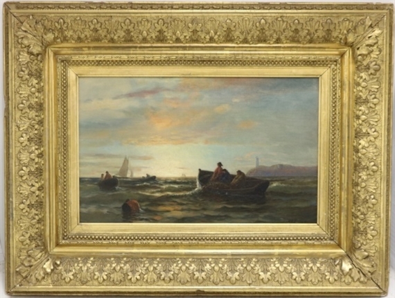 Men Fishing in a Boat Off Gay Head by Lemuel D. Eldred