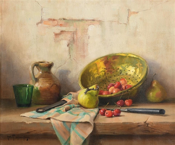 Still Life - Fruit and Vessels on Tabletop by Robert Chailloux