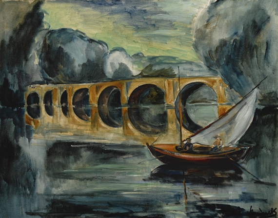 PÊCHEURS PRÈS D'UN PONT