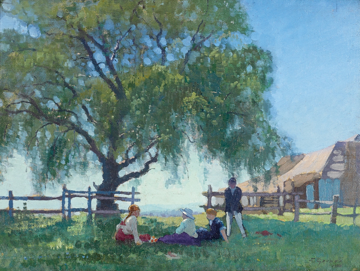 Artwork by Elioth Gruner, The Picnic, Made of oil on canvas on board