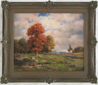 Autumn landscape with trees and meadow - B. Goudett