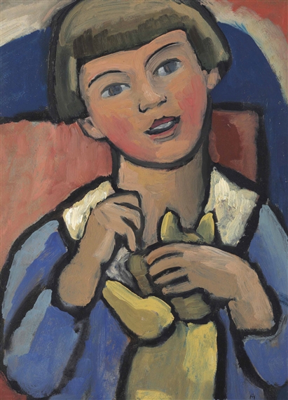Kind mit Teddybär by Gabriele Münter, 1921
