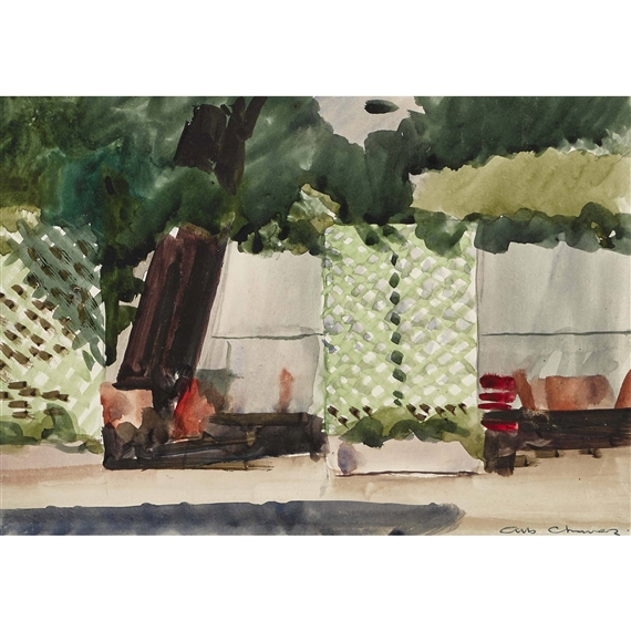 "Walliser Gartenlandschaft mit Blumen und Paravant". by Albert Chavaz