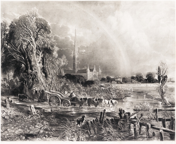 The Rainbow, Salisbury Cathedral by John Constable, 1834 - 1837