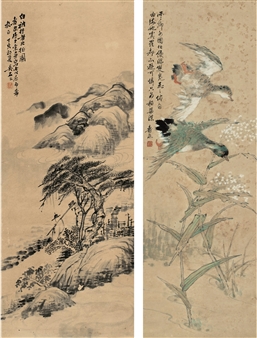 2 WORKS: KWILD GEESE IN REEDS·A WALKER TO THE NORTH - Jin Shouquan