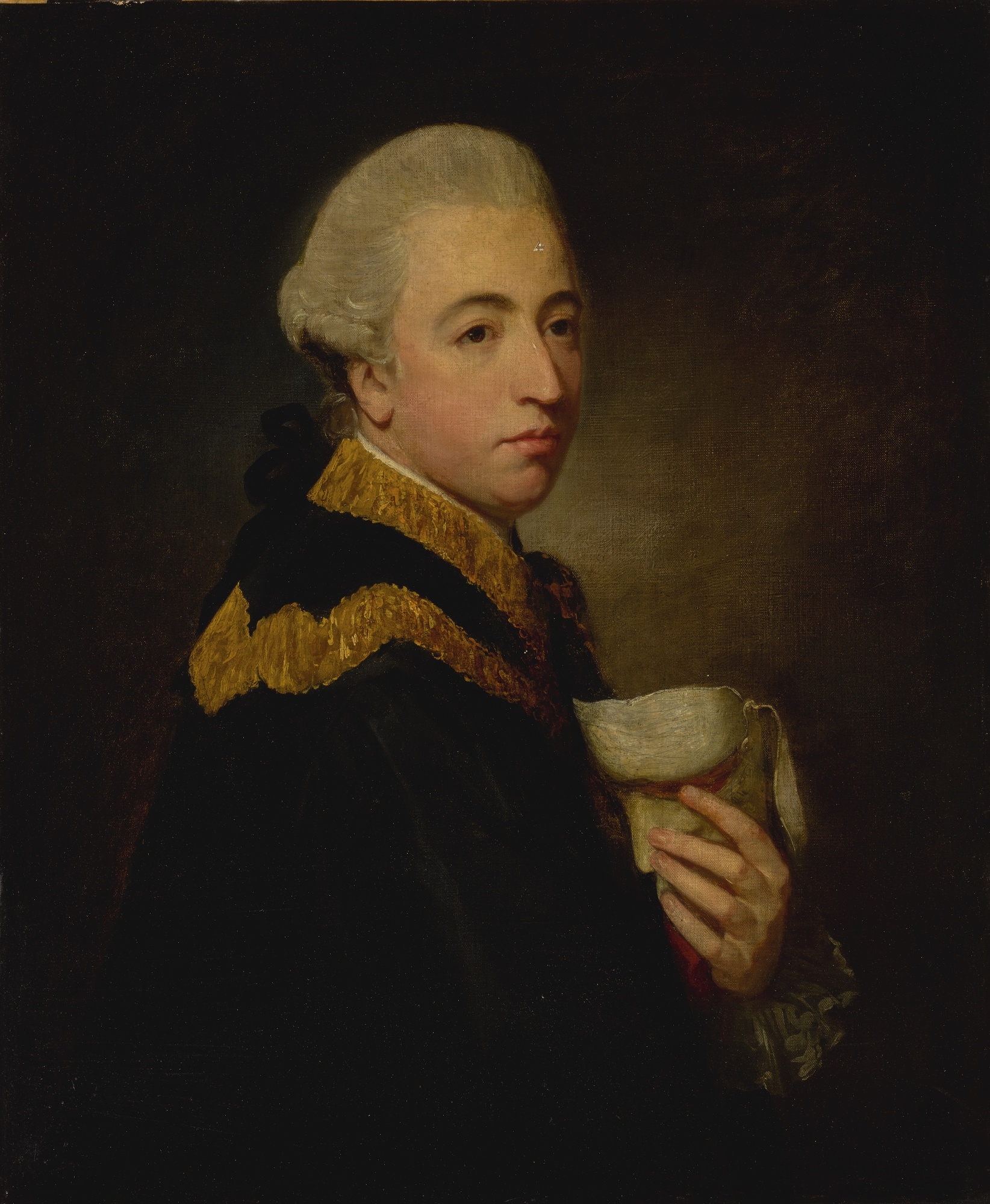 George Romney | PORTRAIT OF A MAN HOLDING A MASK | MutualArt