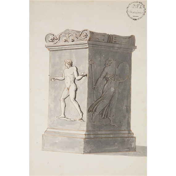 Deux pages d’album d’après l’antique cénotaphe et stèle by Pierre-François-Léonard Fontaine