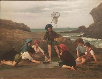 Bimbi in spiaggia by Edouard Alexandre Sain