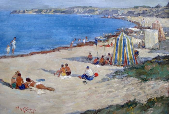 georges-pierre-guinegault-plage-bretonne-1947-mutualart