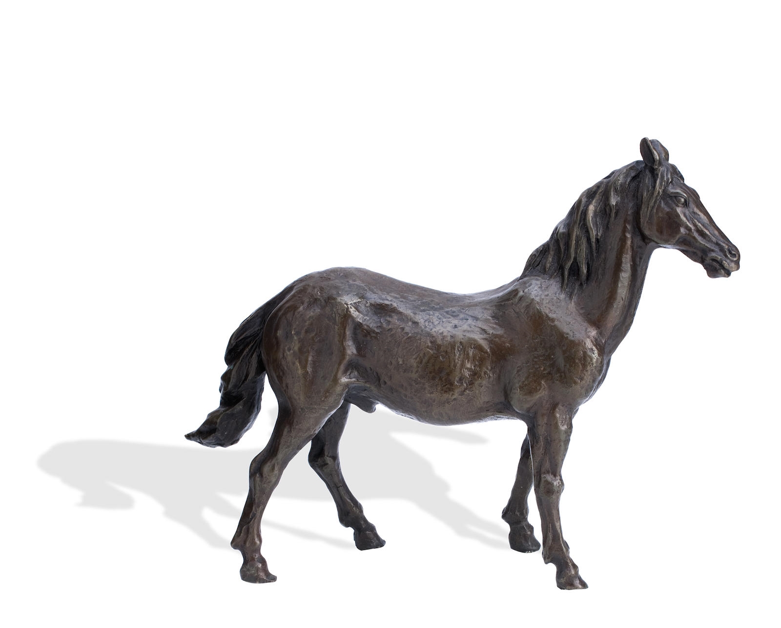 Artwork by Phyllis Mary Bone, A bronze group of a Shetland pony and foal, and another bronze of a stallion, Made of bronze