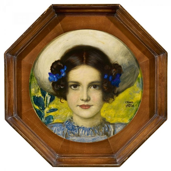 Portrait of the Daughter Mary with Blue Ribbons in her Hair by Franz von Stuck