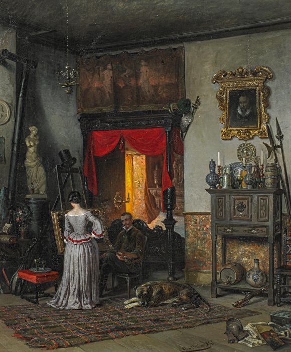 Artwork by August von Wille, The Painter Couple in the Studio. (Clara and August von Wille?), Made of Oil on canvas
